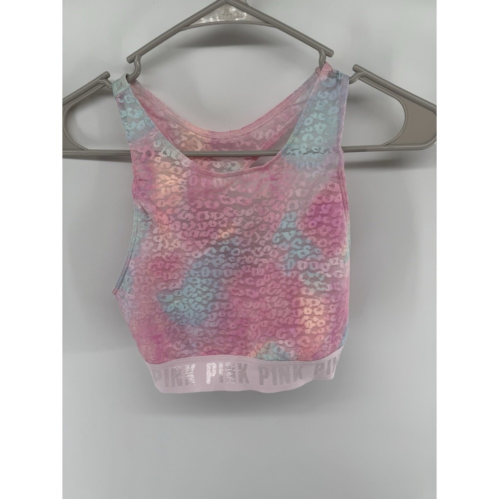 Victorias Secret Pink Ultimate Leopard Lace Lined Light Pad Sports Bra Medium